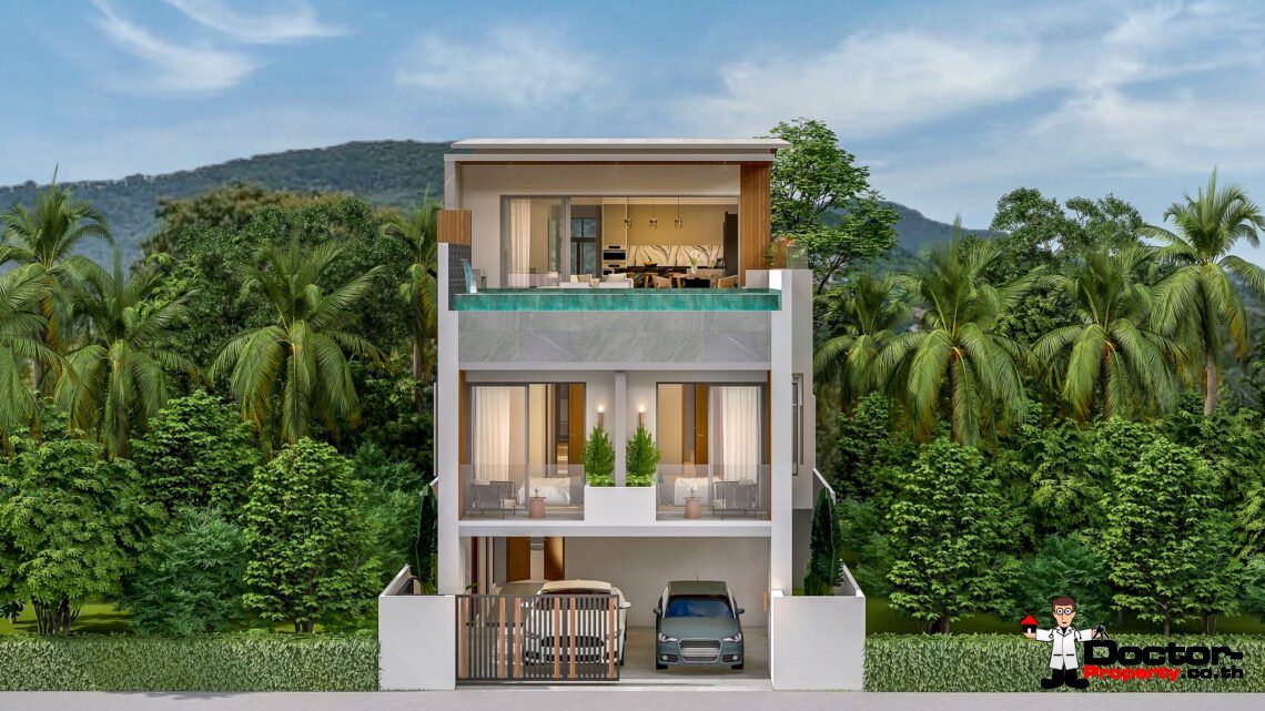 New 3 Bedroom Pool Villa with Sea View near Fisherman’s Village in Bophut, Koh Samui – For Sale